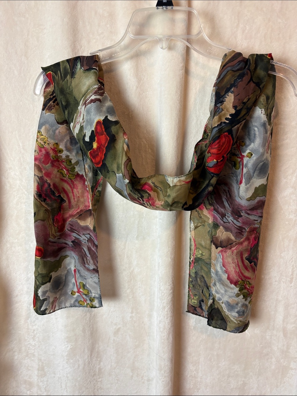Floral Watercolor Silk Scarf made in Korea